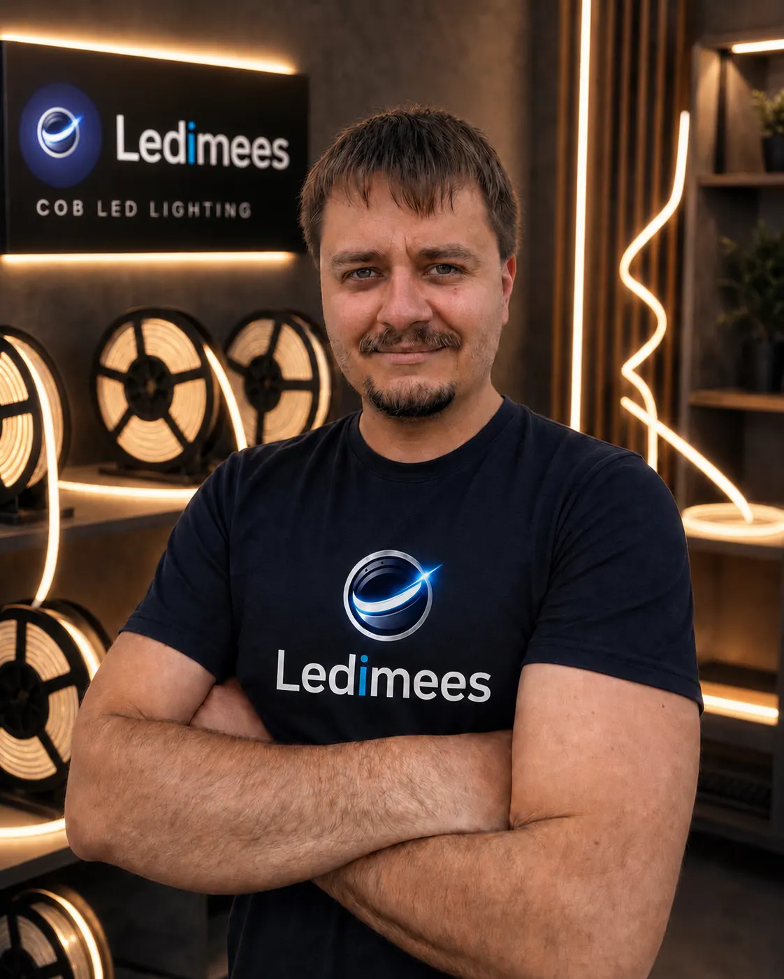 Siim на фоне световых решений Ledimees